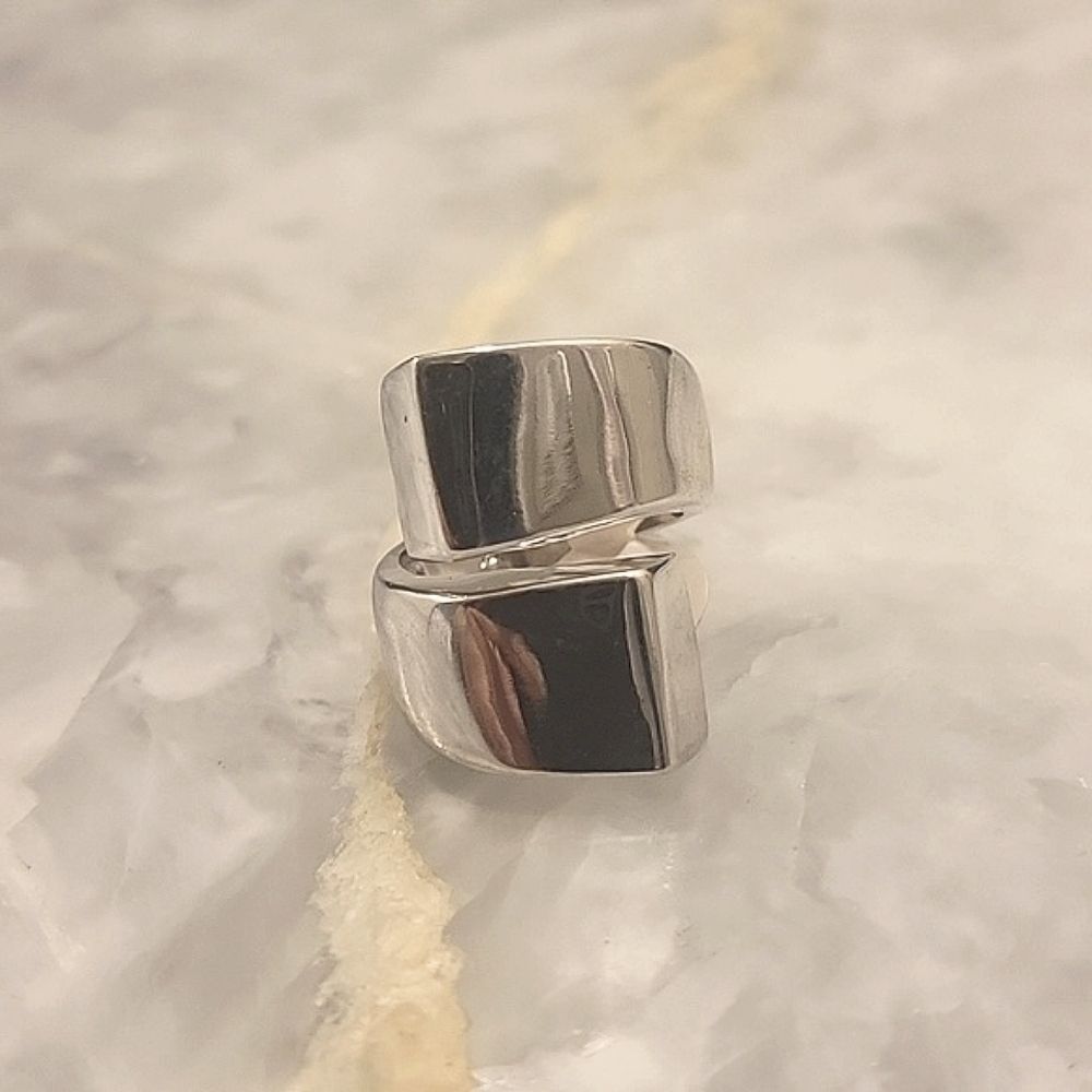 NWT Jules Smith Americana 7 Goth Punk Moto Boho Silver Sculptural Wrap Ring NEW - Picture 2 of 4
